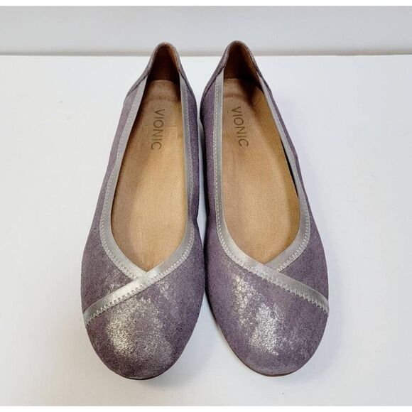 Vionic Carroll Pewter Flat Shoes 8 - Picture 1 of 5